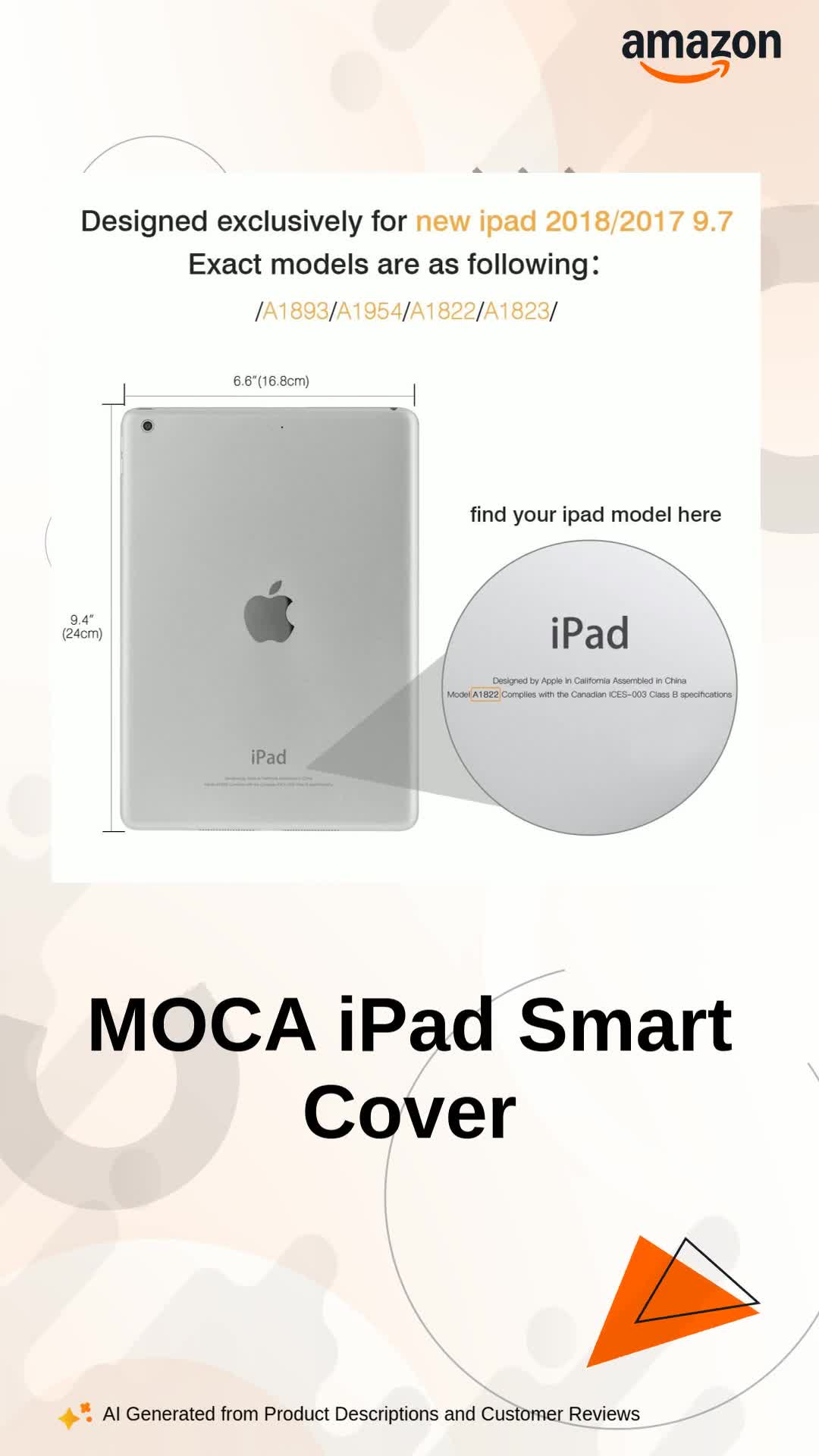 MOCA Compatible Smart flip Cover case for iPad 9.7 inch 2017 2018